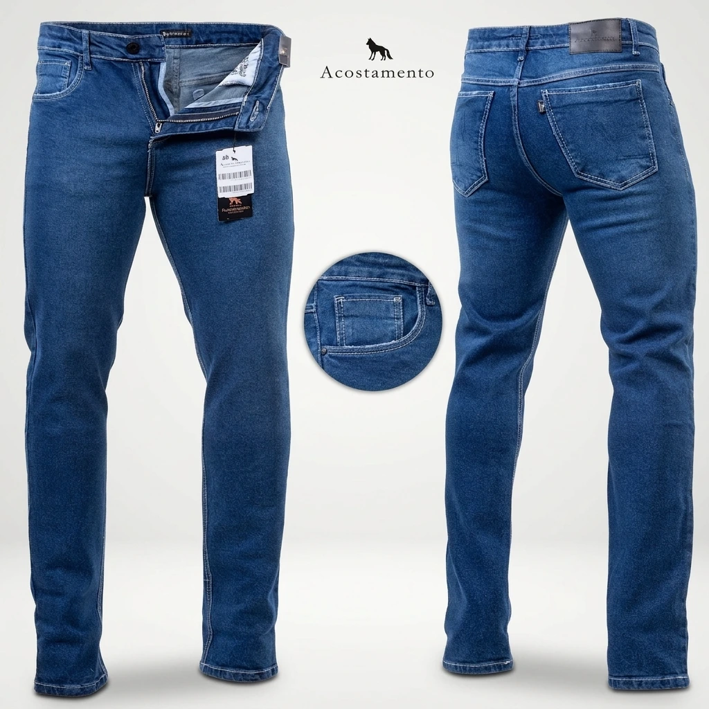 Calça Jeans ACOSTAMENTO Slim Azul Escuro